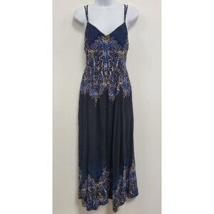 Free People‎ Womens Be My Baby Button Front Maxi Dress Size XS Blue Boho Gypsy